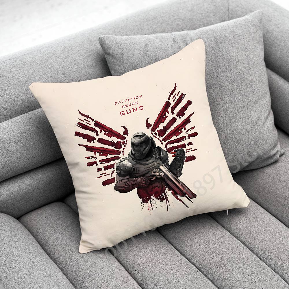 Game D-Doom Slayer Throw Pillow Case For 55x55cm 40x40cm 45x45cm 50x50cm 30x30cm Square Office Pillowship Cover