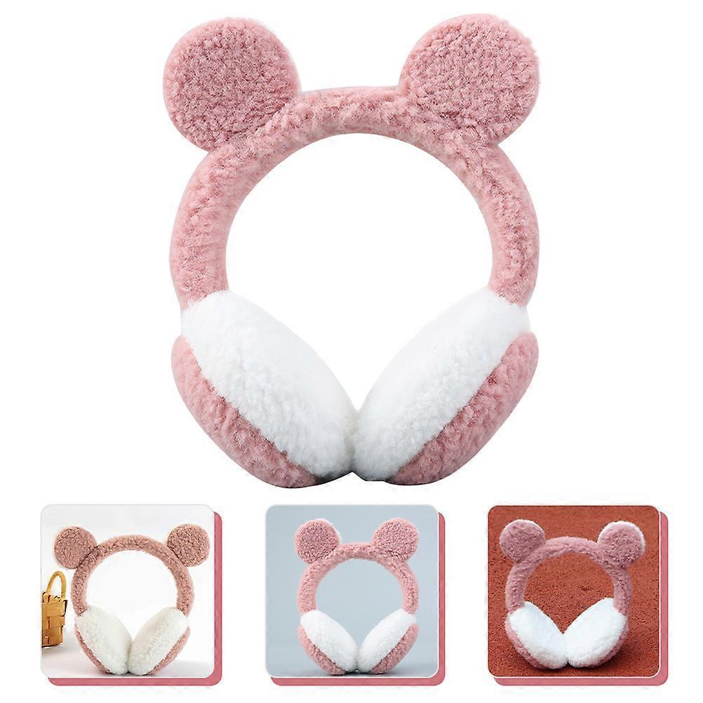Girls Earmuff Plush Headband for Winter Comfort Pink