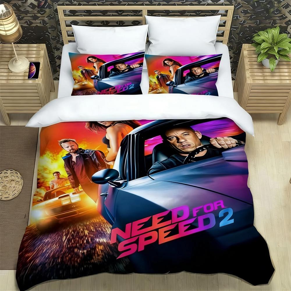 Fast & Furious Bedding Set Fashion Movie Printed Comforter Quilt Bed Cover Duvet Cover Pillow Case 3 Pieces Sets Kids Adult Size