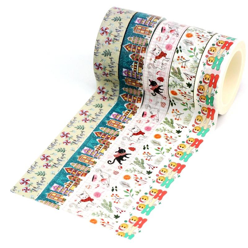 2023 NEW 1PC 10M Deco Winter and Christmas Gingerbread House Candle Dachshund Washi Tape for  Journaling Masking Tape Stationery