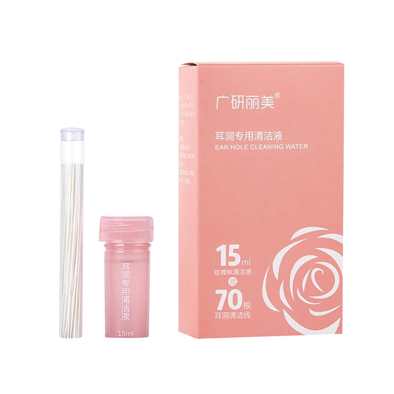 

Earrings Hole Cleaner Disposable Ear Hole Piercing Cleaning Line Ear Care Kit 25ML One Size