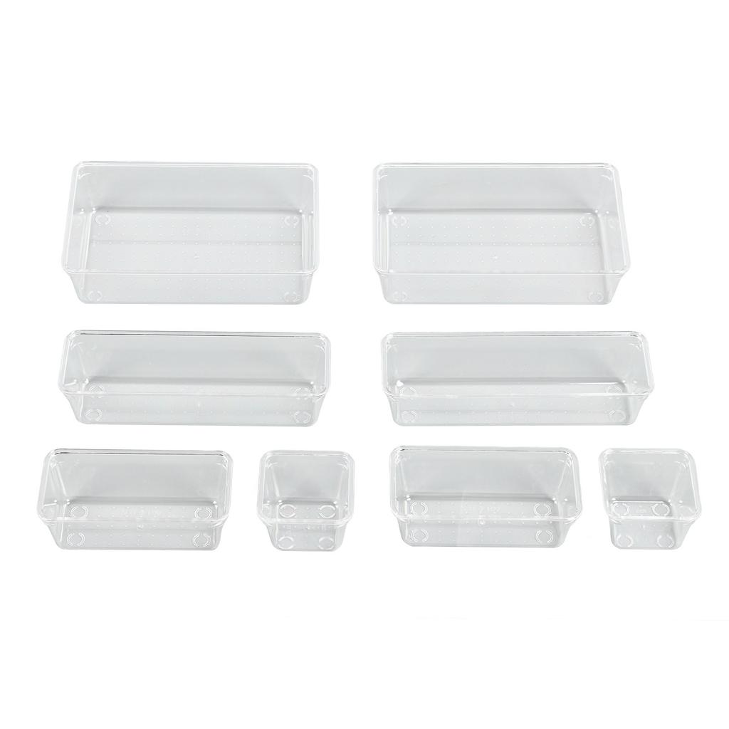 Clear Plastic Storage Box PS 8PCS Stratified Storage Stackable Clear Organizer Box for Jewelry Craft Tackles Tools