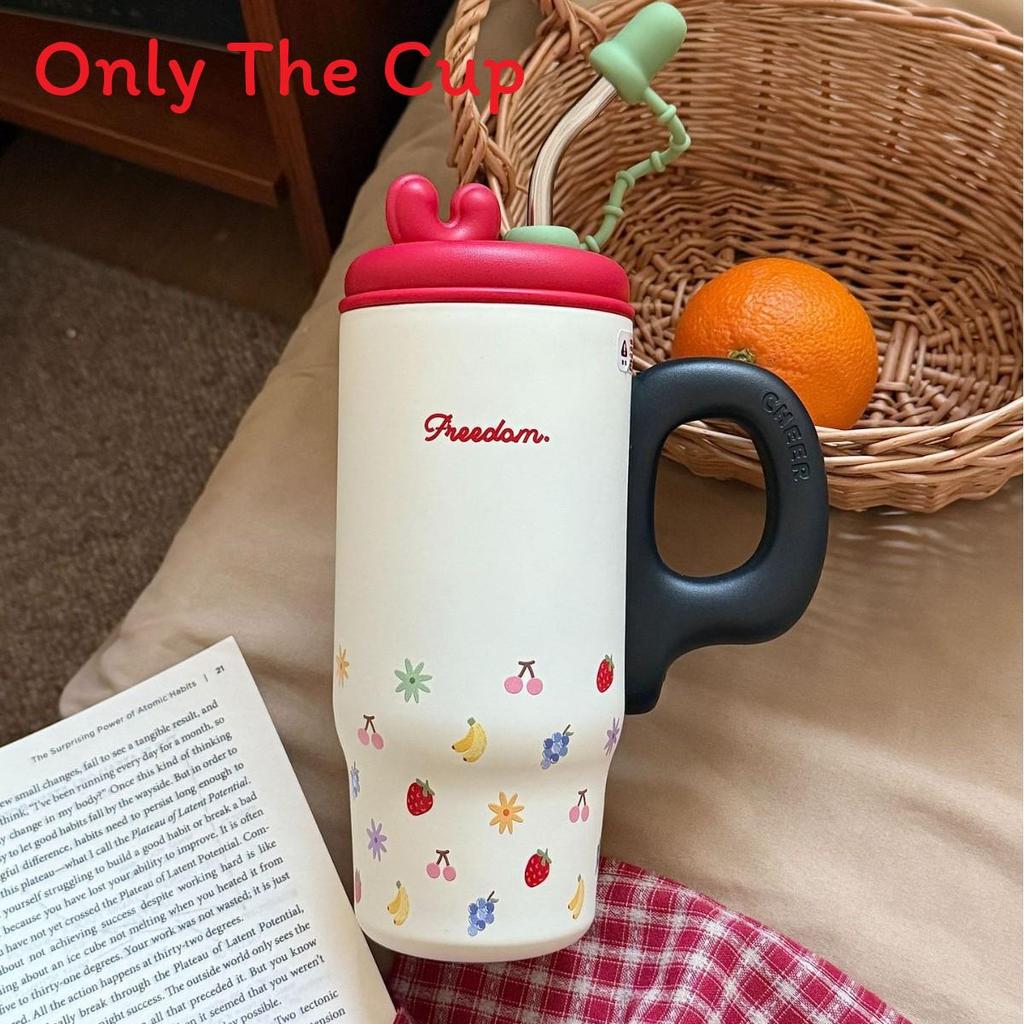 Large Capacity Ceramic Inner Insulated Mug With Straw For Office And Travel Use