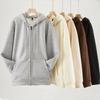 Women's Oversize Silver Fox Fur Hooded Zipper Sweatshirt, Thickened 500g for Autumn/Winter, Trendy Drop Shoulder Plus Velvet Jacket.