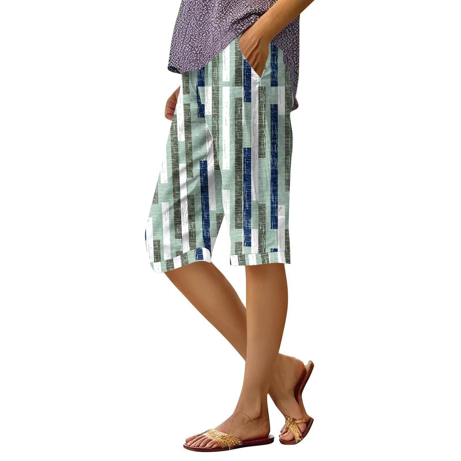 

Женские брюки с принтом, модные повседневные шорты с карманами и эластичной резинкой на талии L армия зеленый