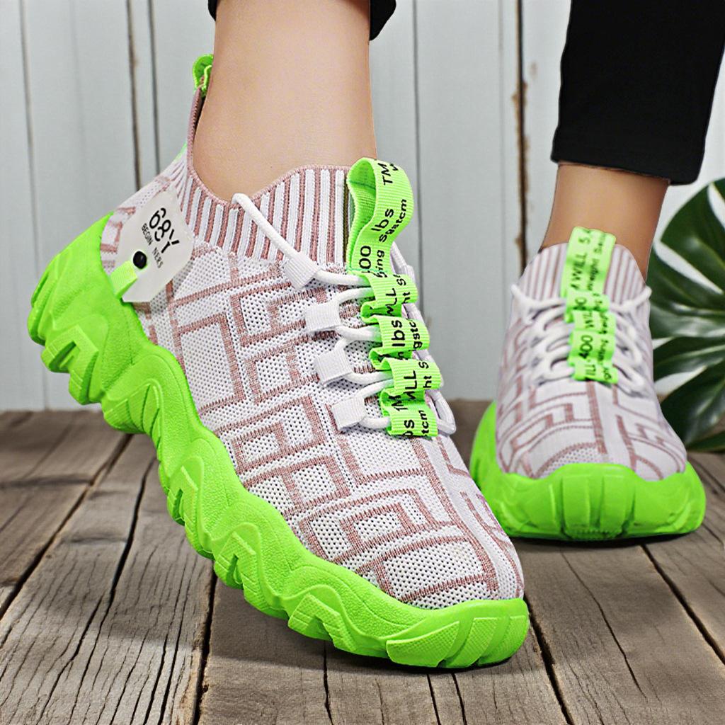 Sneakers women's autumn new breathable mesh one-pedal lazy coconut shoes fly-woven socks shoes