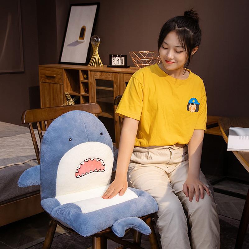 Adorable Shark Cartoon Design Plush Seat Cushion For School And Use Offices