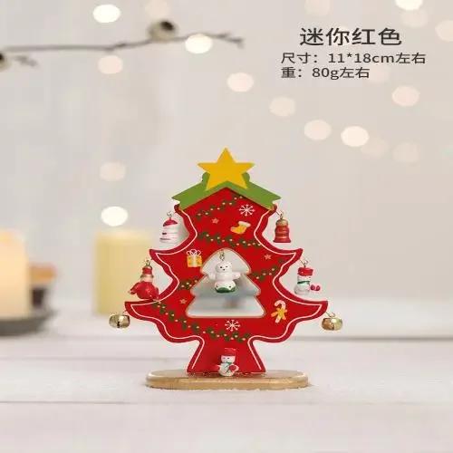 Ornament de birou Pom de Crăciun din lemn DIY Mini Decorațiuni Pom de Crăciun Ornament pentru vitrină adornos navideños
