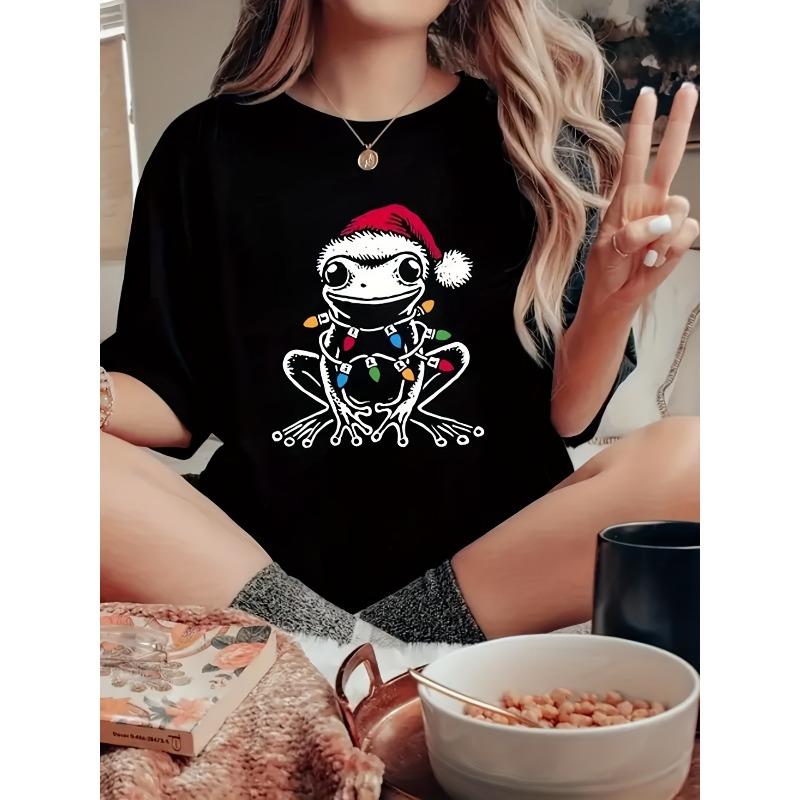 

Womens Graphic Print Short Sleeve Crew Neck Casual Summer Spring Tee S чёрный