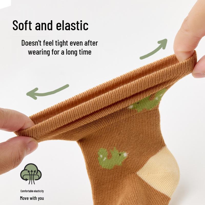 Cartoon Loose Cuff Cotton Baby Socks - Antibacterial and High Elastic for Spring/Autumn