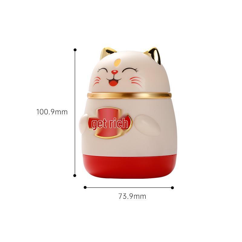 Cartoon Cute Lucky Cat Automatic Toothpick Holder & Dispenser - Chinese Style Storage Box