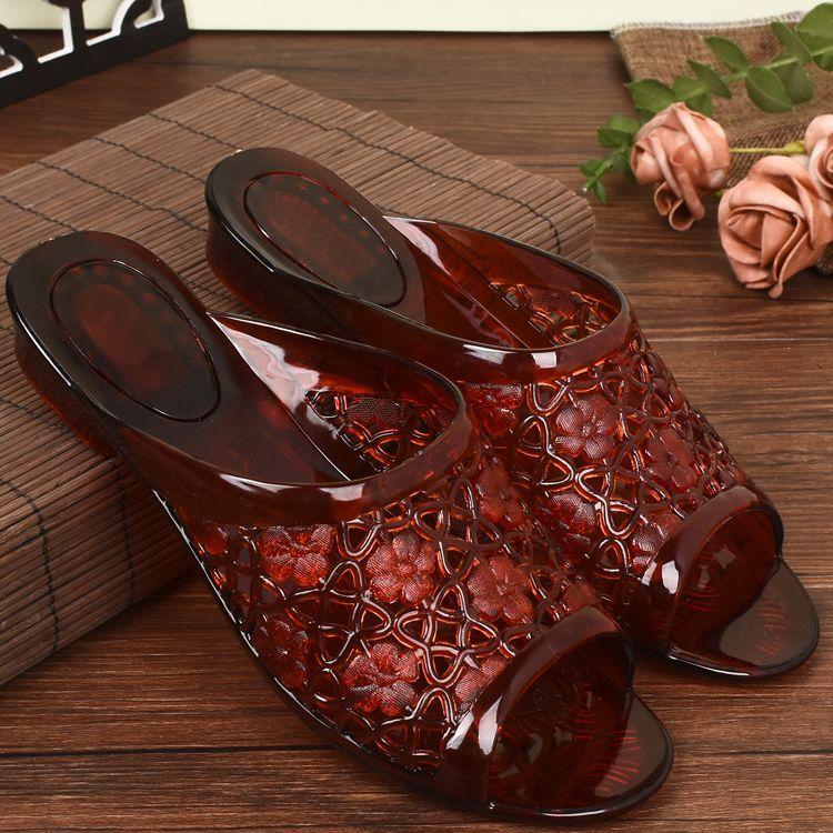 

Crystal Slippers for Women Transparent Summer Slope Heel Plastic Simple Home Decor Classic Indoor Use Non Slip Slippers for Home Use 41