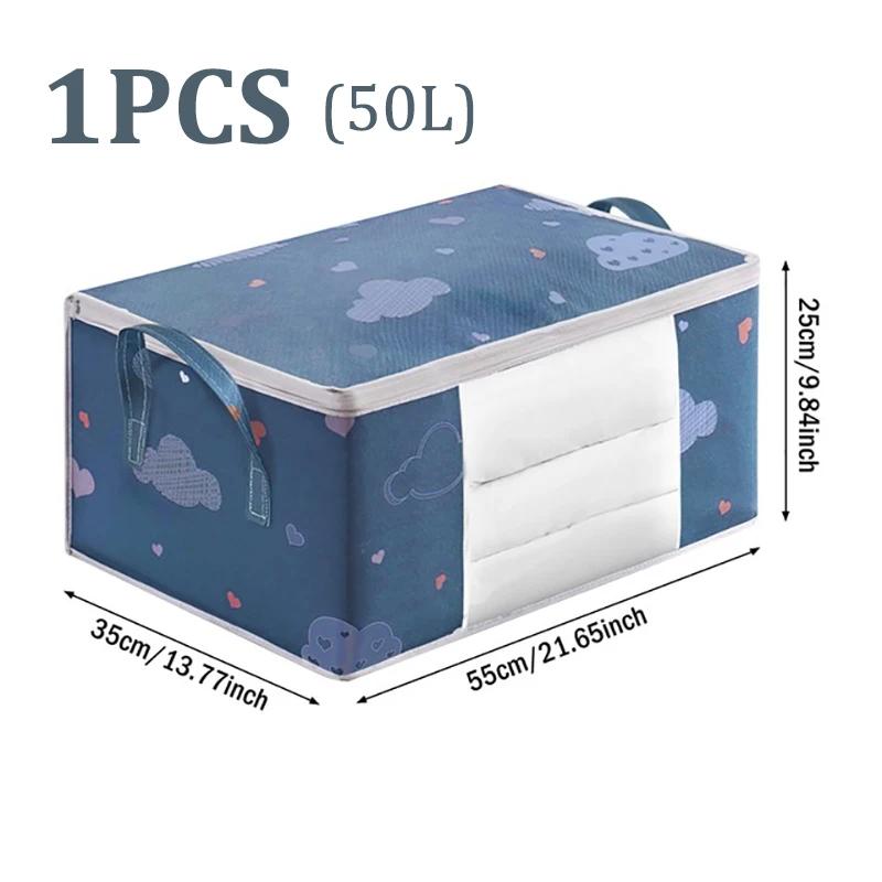 1/2/4Pcs Big Capacity Foldable Storage Bag with Zipper Handle Moisture Dust Proof for Quilt Clothes Duvet Blanket Bedding Luggag