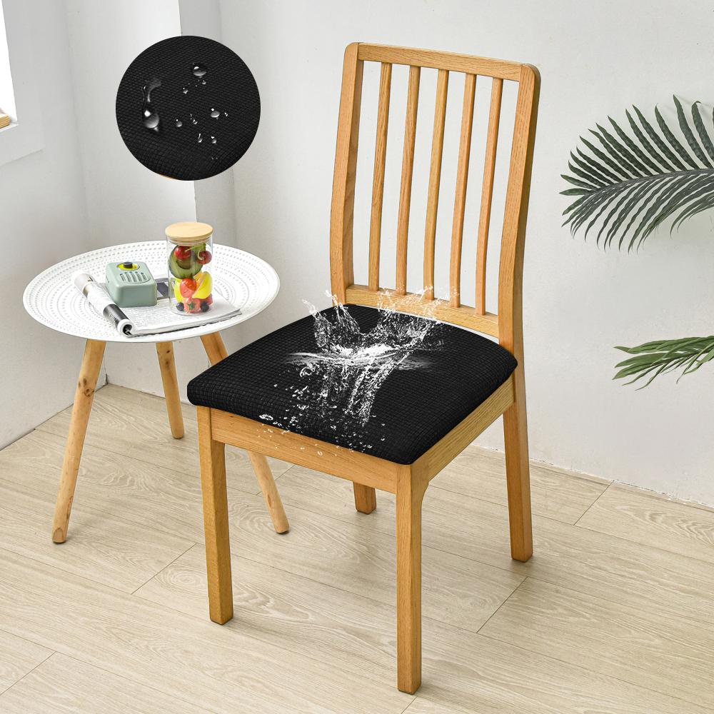100%Waterproof Chair Cover Spandex Jacquard Chair Seat Cover High Stretch Cushion Cover For Dining Room Kitchen Home 1/2/4/6pcs