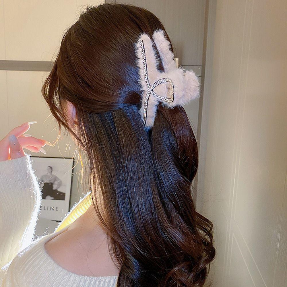 

Зимняя осень циркон плюшевая заколка для волос заколка для волос акула корейская заколка для хвоста женские когти для волос чёрный