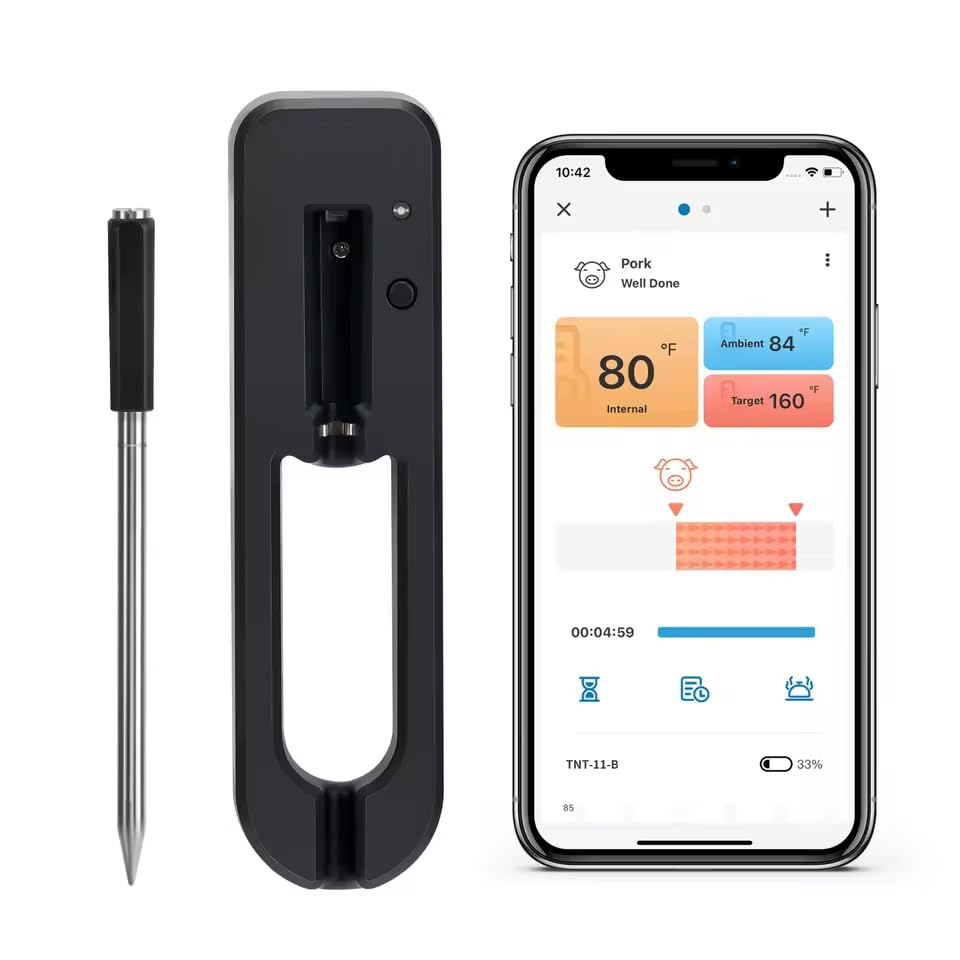 zmart Smart Oven Thermometer 30m Temperature Control Meat Thermometer for Stovetops, Grills, Sous Vide Cooking, and Smokers