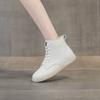 Large size high-top single shoes women's soft leather flats fashion lace-up casual short boots 2025 autumn and winter leather white shoes
