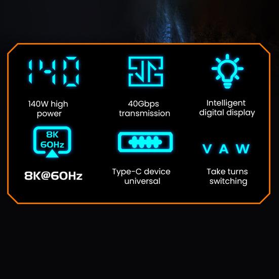 USB C Adapter 40Gbps PD 140W Derékszögű Adapter Nagy Sebességű Adatátvitel 8K Intelligens Digitális Kijelző Adapter