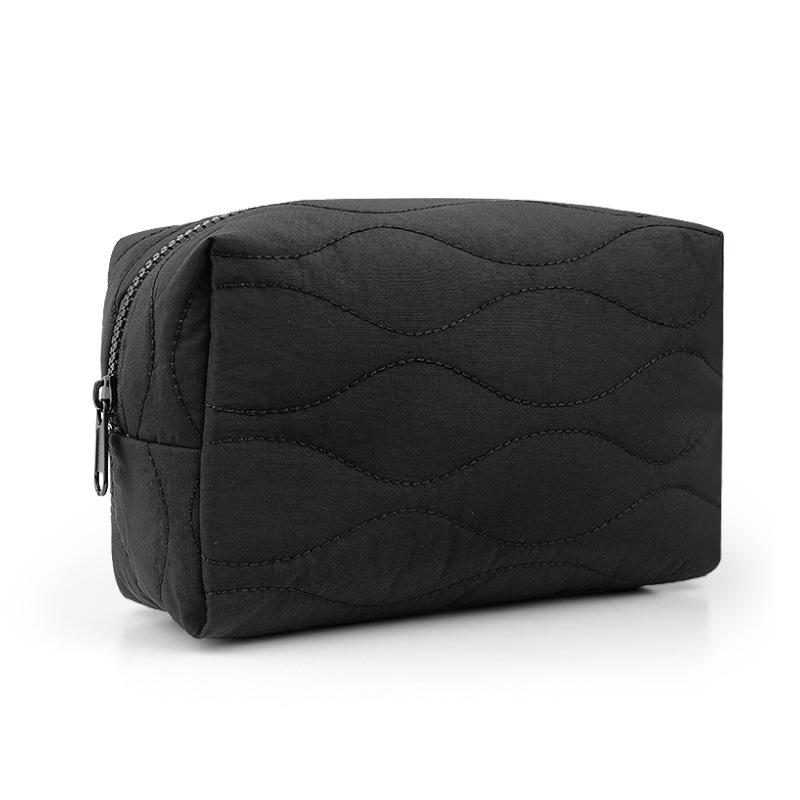 Bolsa de Cosméticos de Nailon Acolchada Suave de Plumón Bolsa de Lavado para Almacenamiento