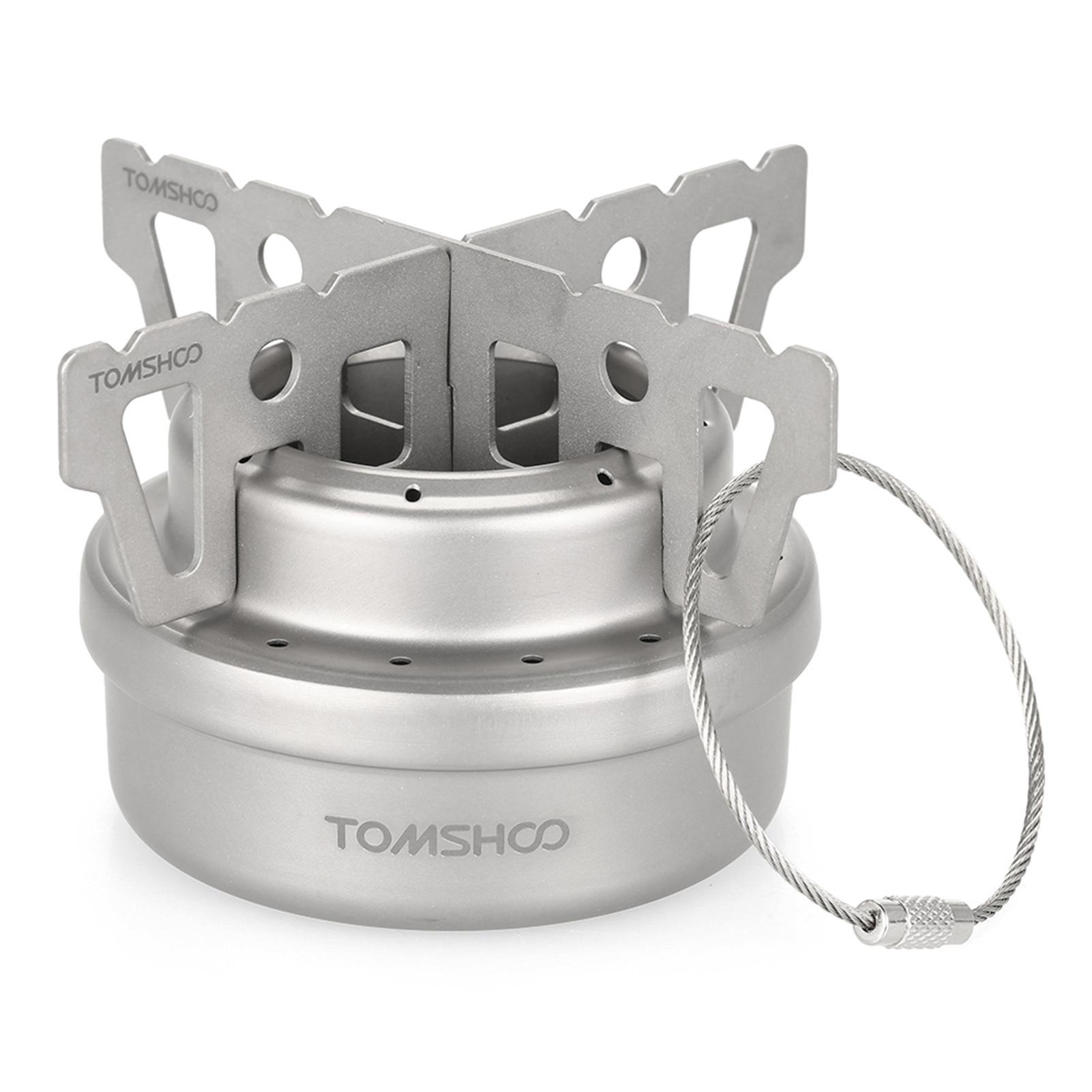 

TOMSHOO Outdoor Titanium Alcohol Stove & Rack Combo Set Mini Ultralight Portable Liquid Alcohol Stove with Cross Stand Stove Rac