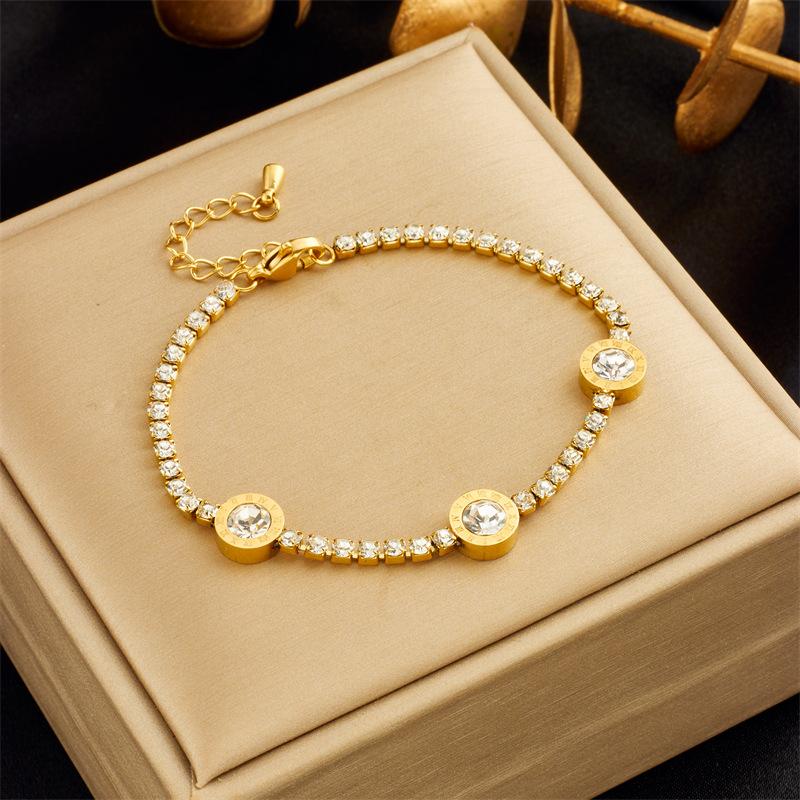 gold crystal tennis bracelet for women