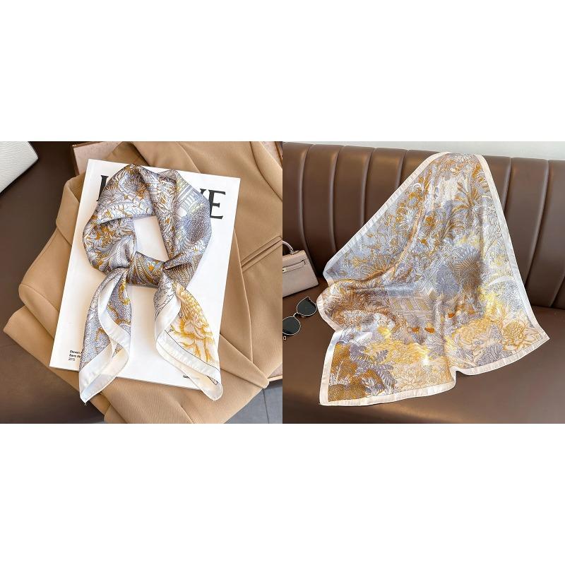 Lenço Quadrado de Seda Estampa Floral de Luxo Mulheres Lenço de Cetim Macio Faixa de Cabelo Lenço de Pescoço Cabeça Hijab Senhora Faixa de Cabelo Foulard Fita de Bolsa