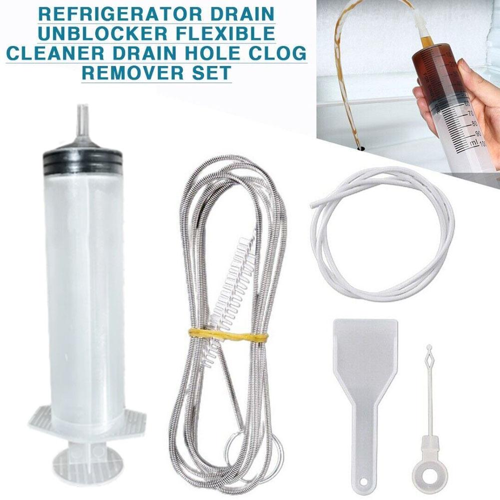10Set Fridge Drain Hole Cleaning Tool Flexible Refrigerator Scrub Brush Reusable Fridge Drain Hole Dredging Remover Hose Shovel