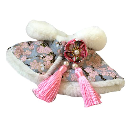 Haustierumhang Schnürverschluss Klettband Atmungsaktiv Winddicht Ärmellos Verkleidung Blumendruck Neujahr Haustierumhang für Hund