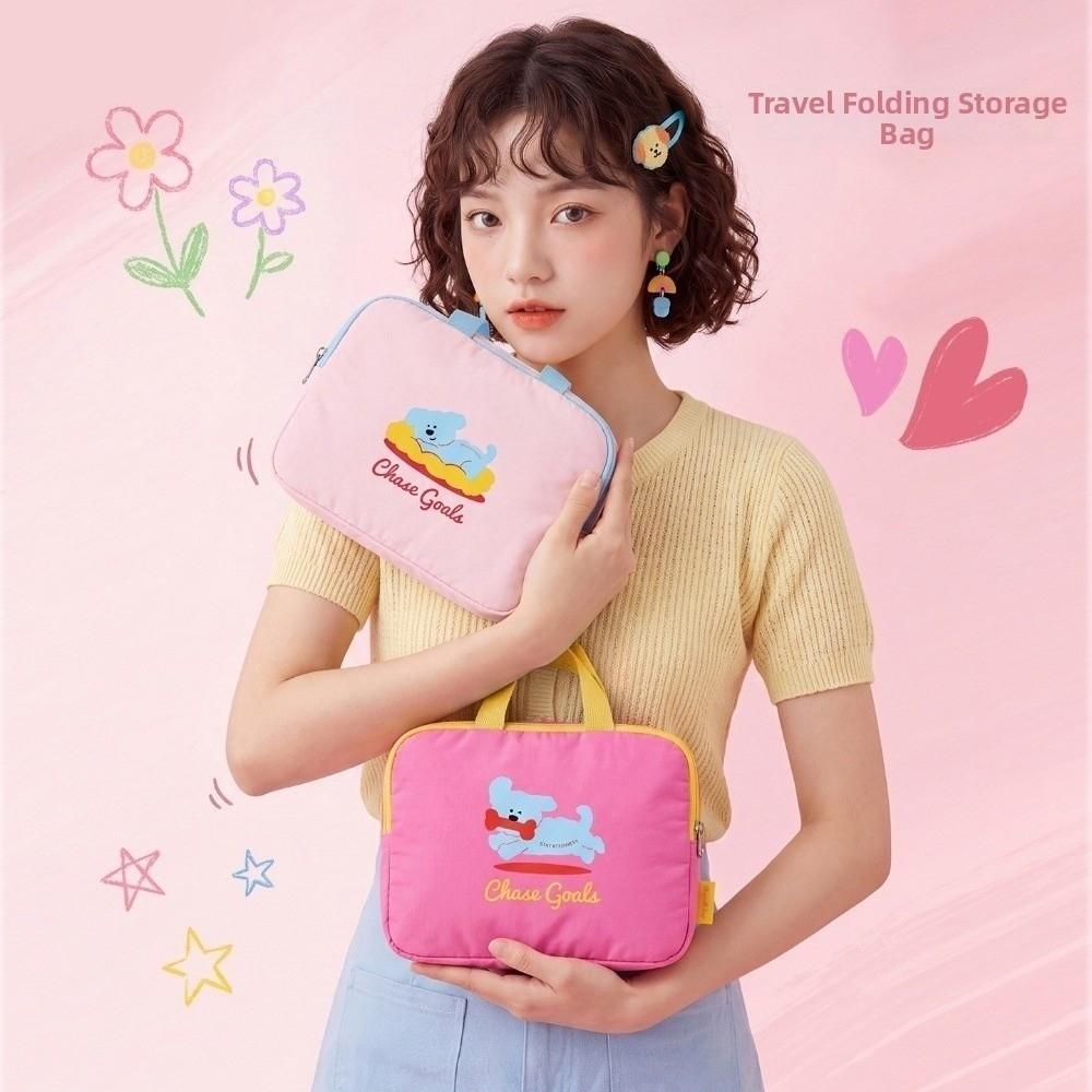 Cartoon Foldable Luggage Storage Bag Foldable Grocery Bag Reusable Shoulder Bag  Single Shoulder