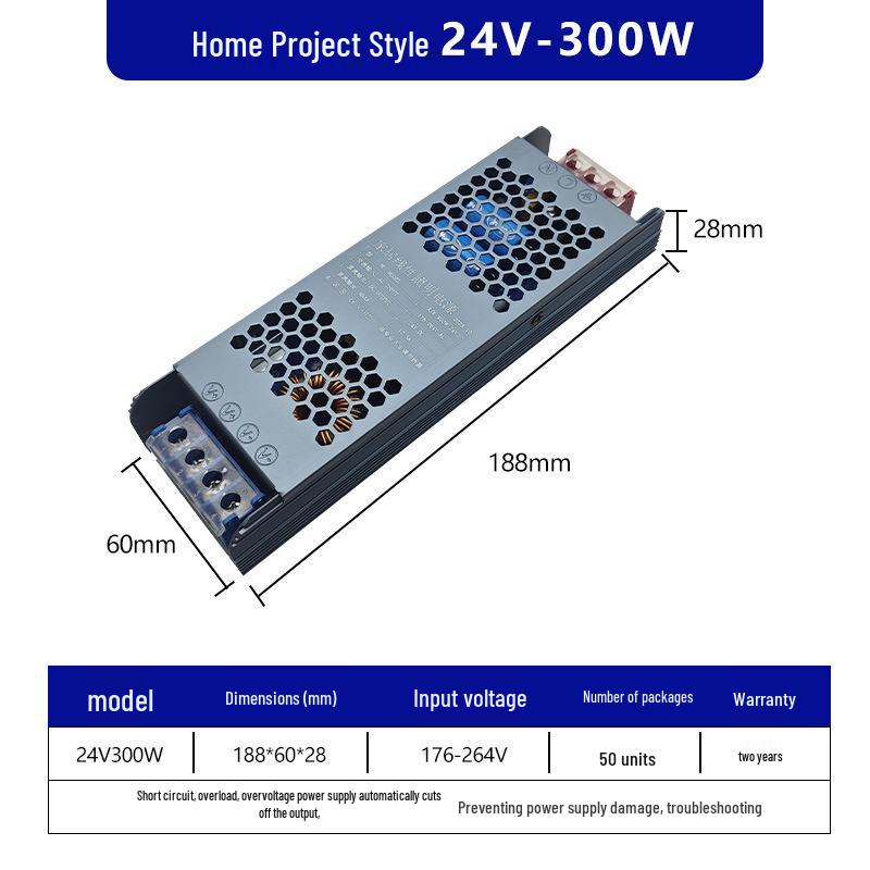 Ultra-thin Silent Indoor 220V To 24V LED Driver Transformer for Light Box, 60/400W, 12V Output