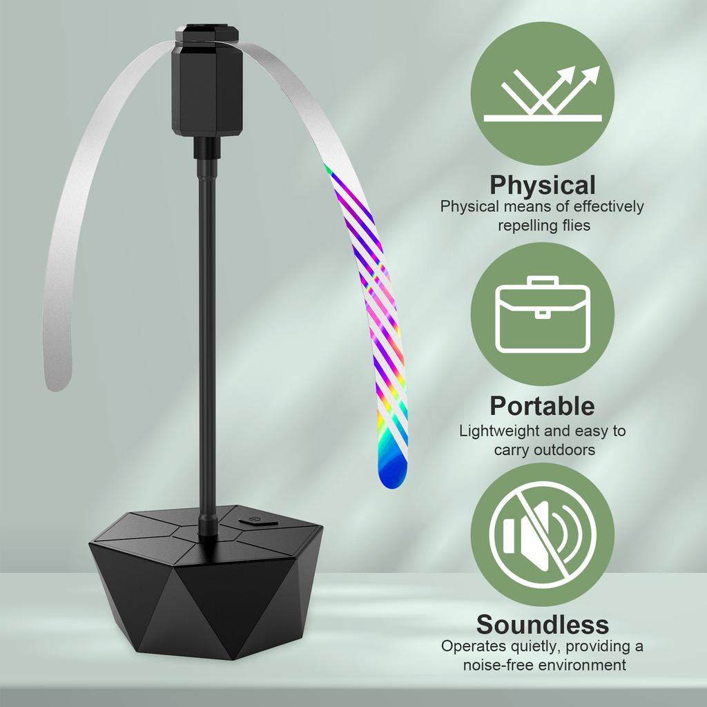 Fly Fans for Table, Soundless Fly Repellent Fan with Soft Blades and Hanging Hook, Handy for Outdoor Use Restaurant BBQ Picnic