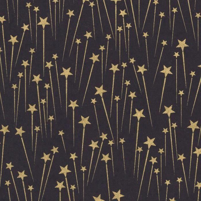 Papier fait main PAPERTREE 50*70 100g SUPERNOVA Noir/Or - Lot de 10 feuilles en coton recyclé