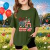 Kids Short Sleeve T-Shirt Independence Day Graphic Tee Casual Top for Boys Girls Summer Wear Soft Fabric Comfortable Fit