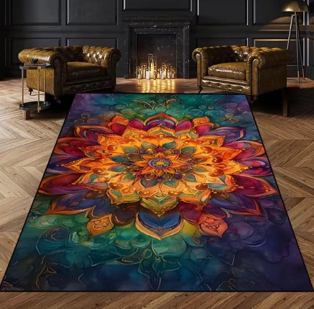 

Mandala Design Area Mat Suitable for Indoor and Outdoor Use Corridors, Terraces, Colorful Floral Patterns Living Room Carpets 40cm x 60cm