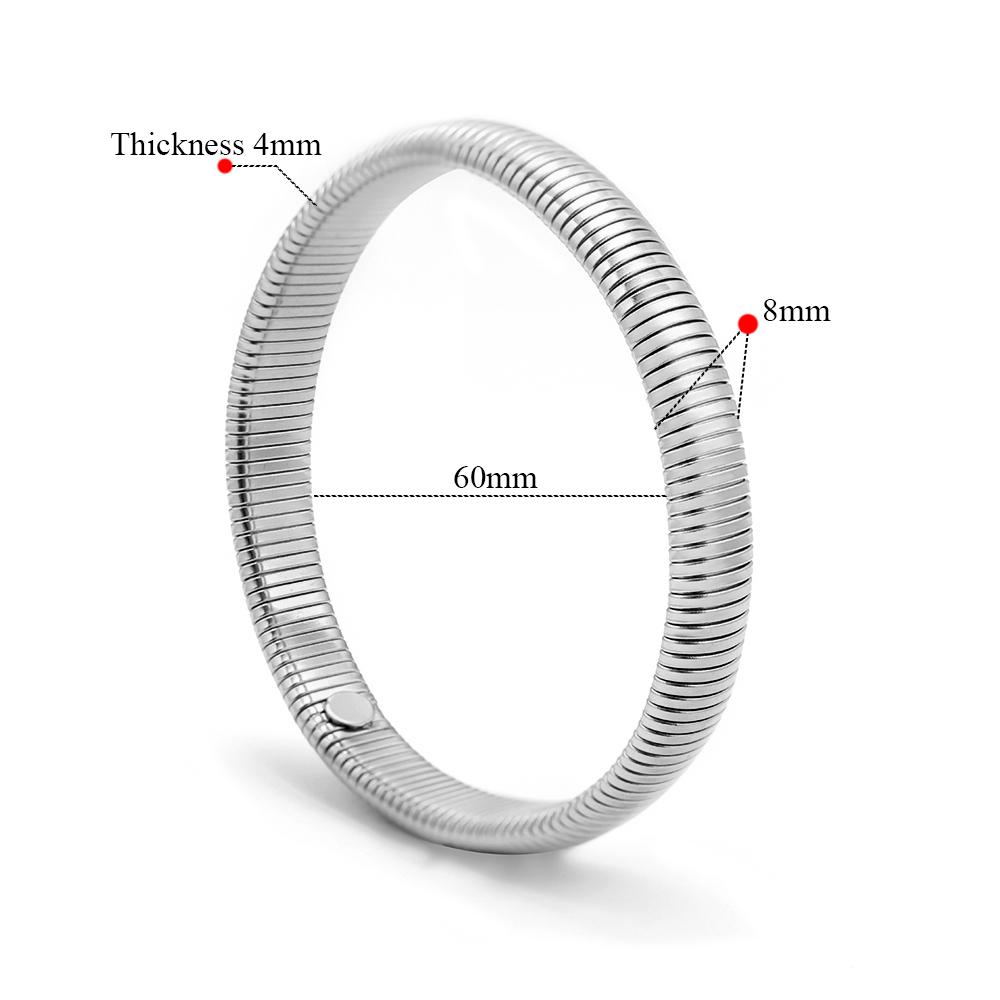 1pc 18k Gold Plated Stainless Steel Bracelet Vintage Elastic Polishing Bangle for Women Girl Fashion Aesthetic Jewelry Wholesale