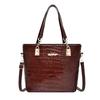 Shoulder bag for women, retro large-capacity crocodile pattern mother-in-law bag six-piece set