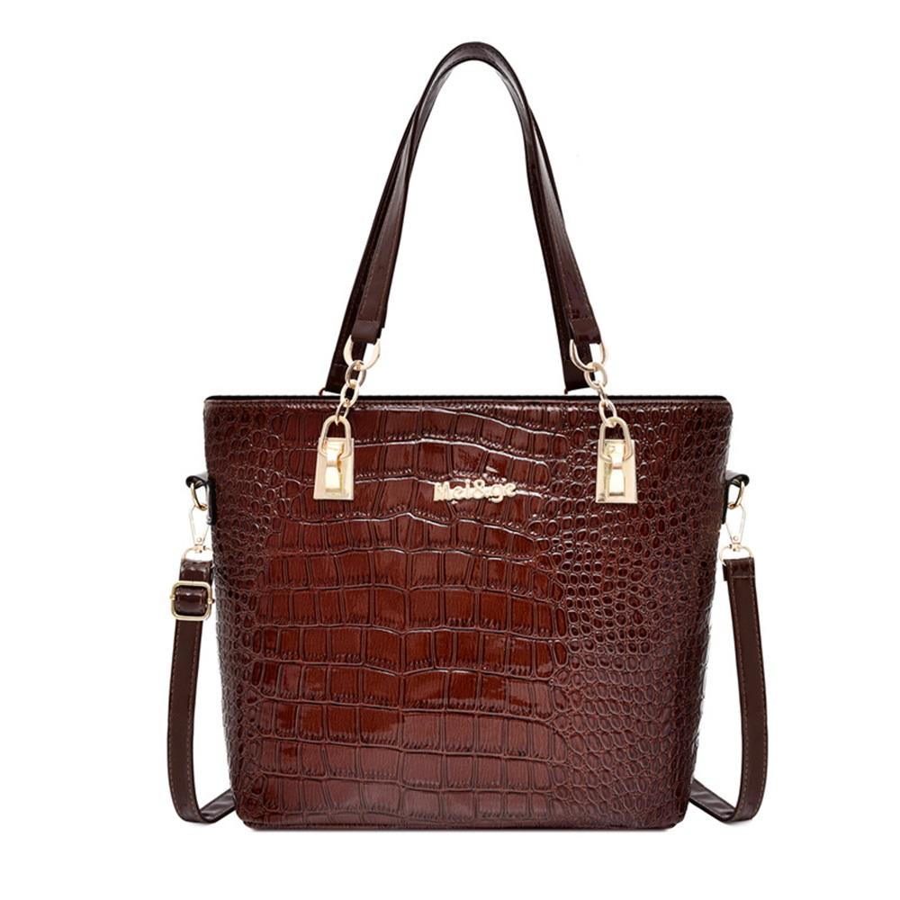 Shoulder bag for women, retro large-capacity crocodile pattern mother-in-law bag six-piece set