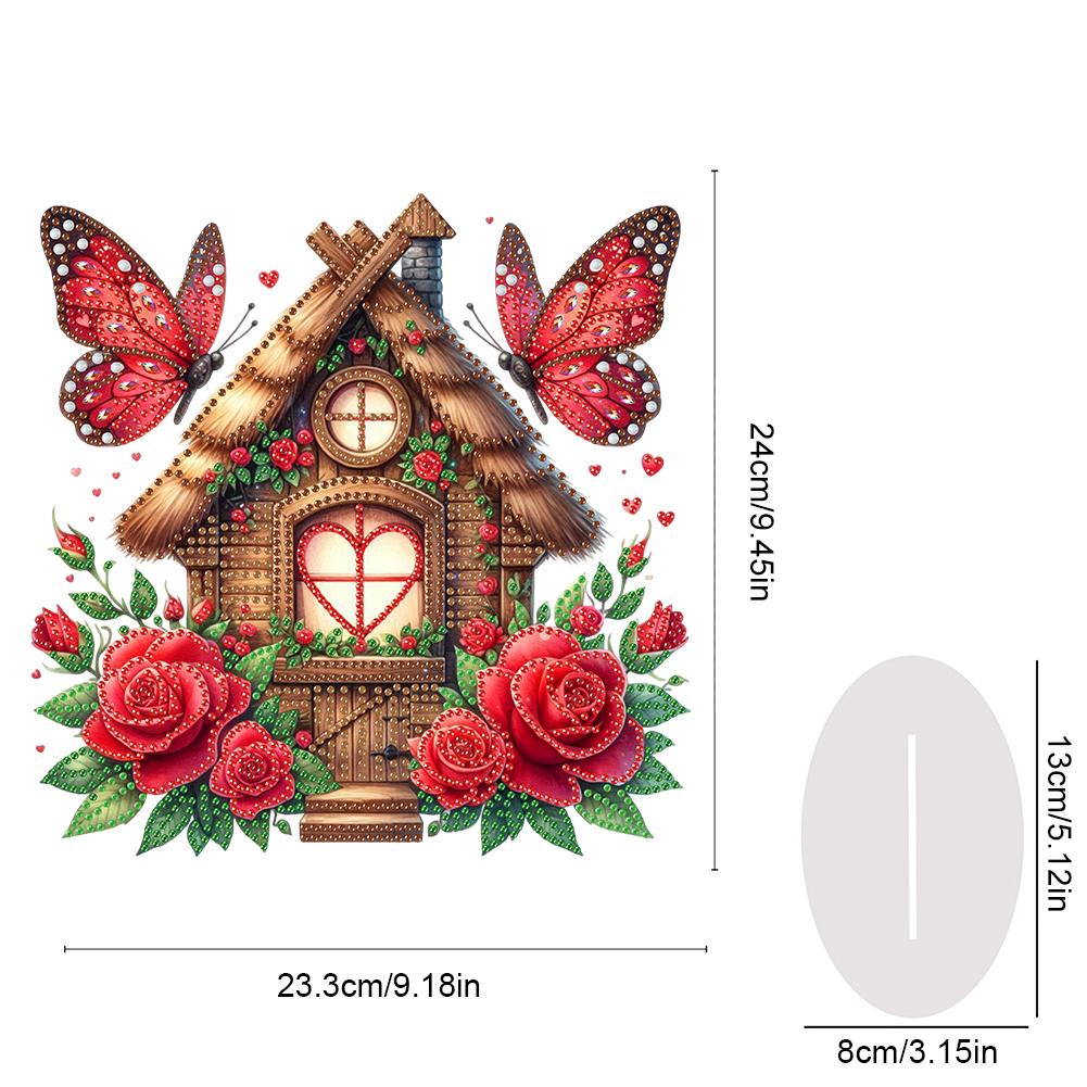 Acryl Sonderform Zug Herz 5D DIY Diamantkunst Tischdekorationen Diamantmalerei Desktop-Dekore für Heim- und Bürodekoration