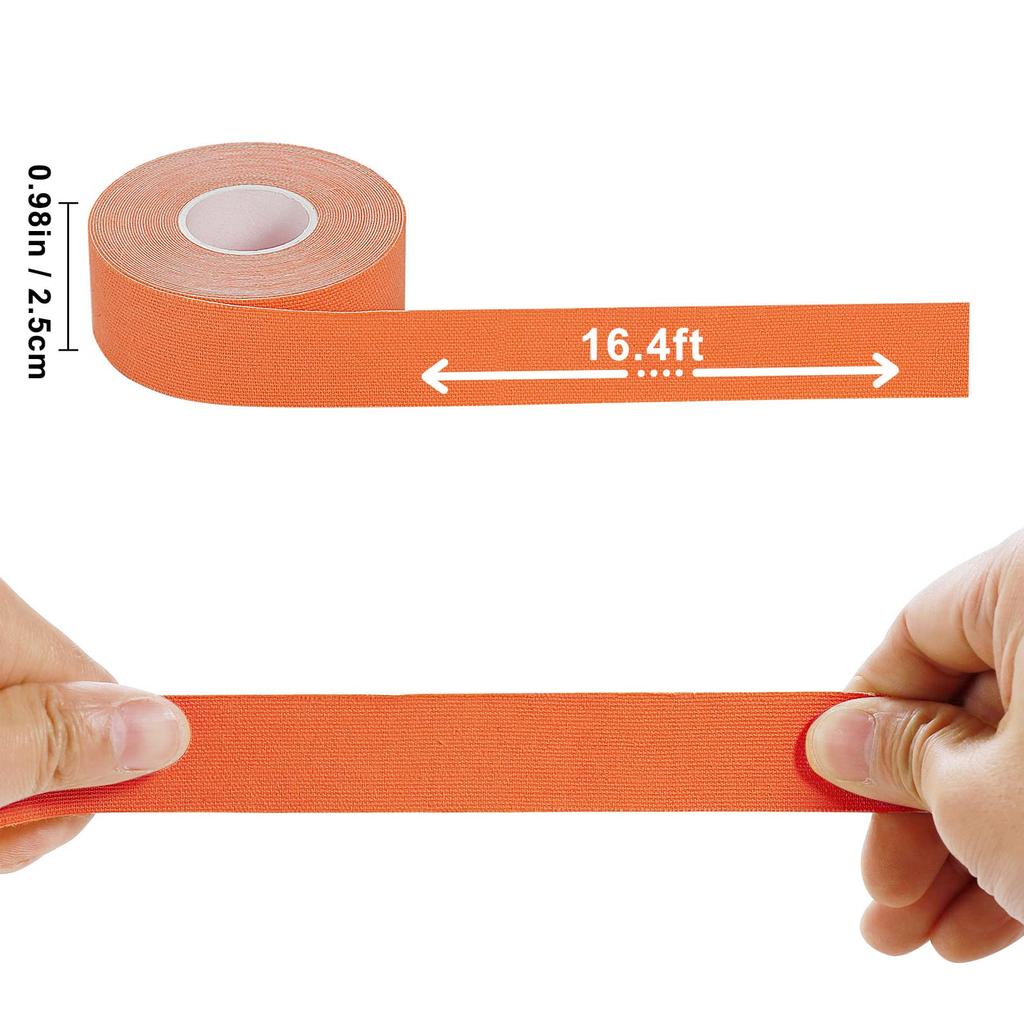 Taping Tape 6 Rolls X 5m Kinesiology Tape Supports Muscles and Joints Breathable Strong Elasticity Sweat Resistant 2.5cm (Orange)
