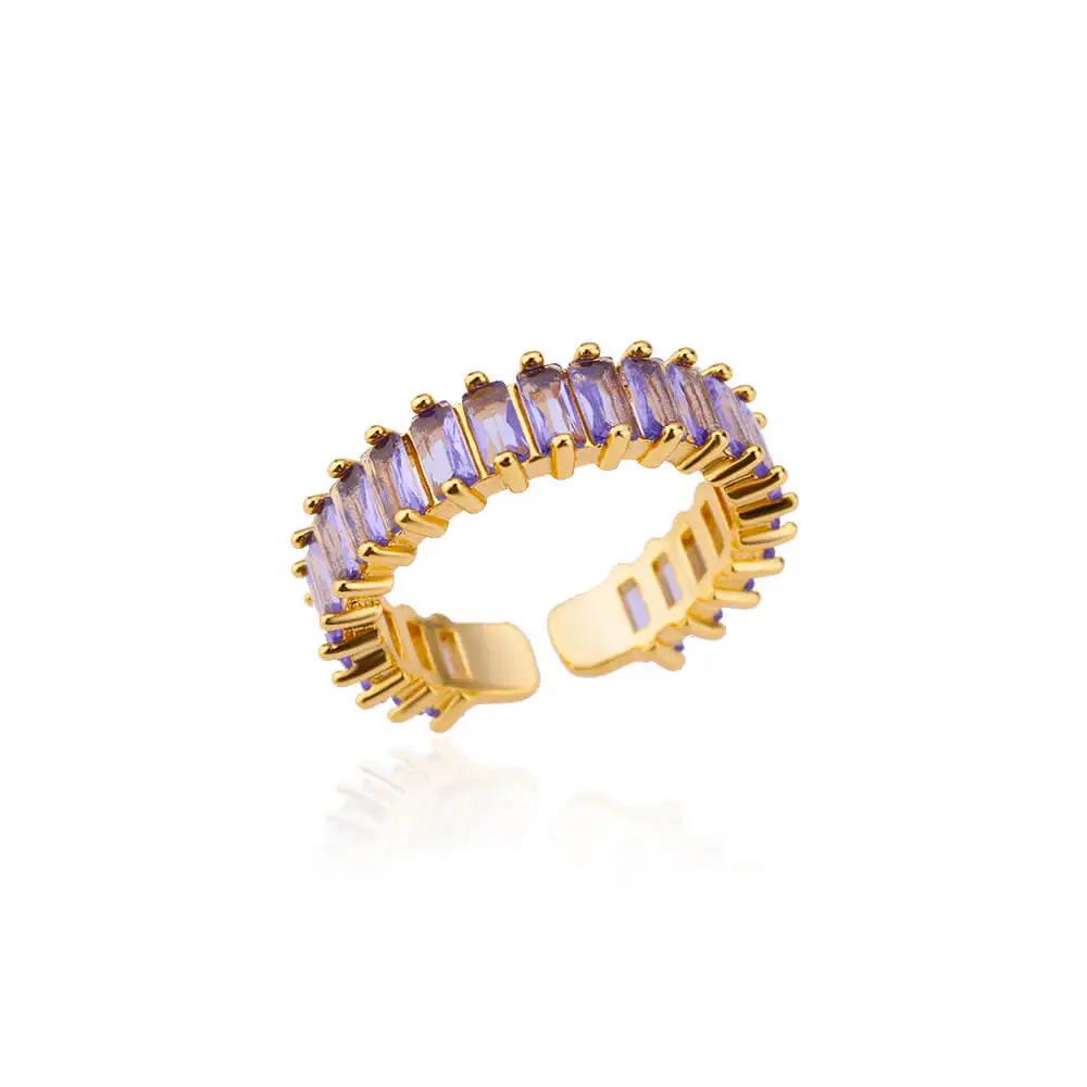 Geometric Colorful Zircon Gold Ring for Women