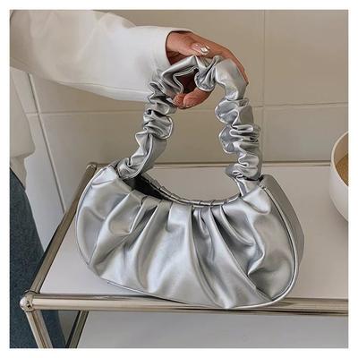 New Korean Style Shoulder Dumpling Bag, French Style Bag, Fashionable Cloud Bag, Pleated Handbag for Women