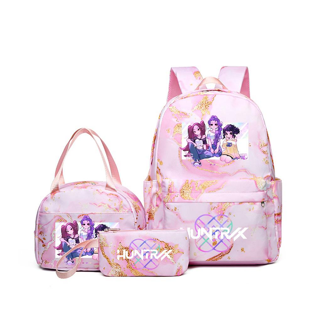 Kpop Witch Hunter Backpack Lunch Bag Pencil Case Set Student Animation Fashion School Bag Pencil Case Lunch Bag