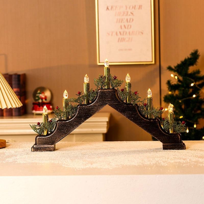 Festival Candle Light Holder for Christmas Decoration Elegant Finish, Double Power Option for Festival Home Holiday