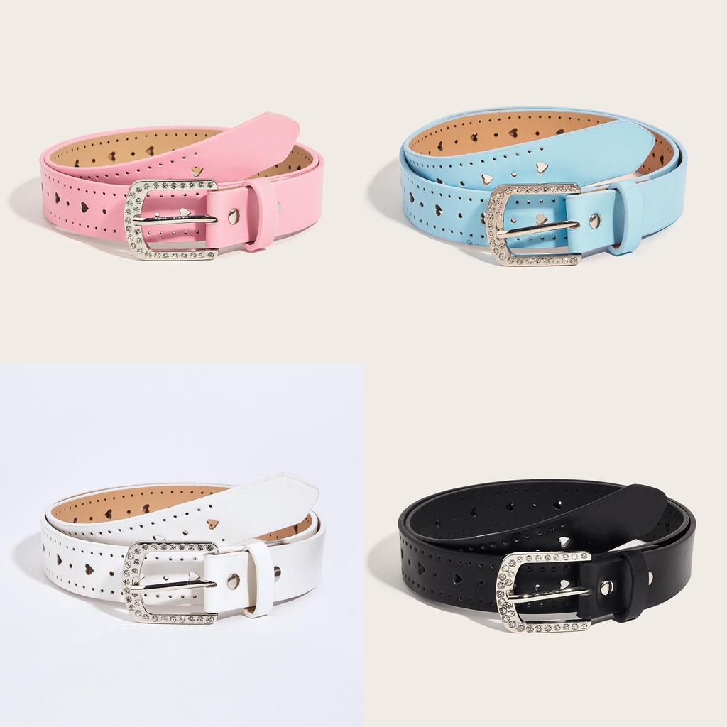 Vintage American Style Pu Leather Womens Belt Heart Shaped Punching For Casual Fashion