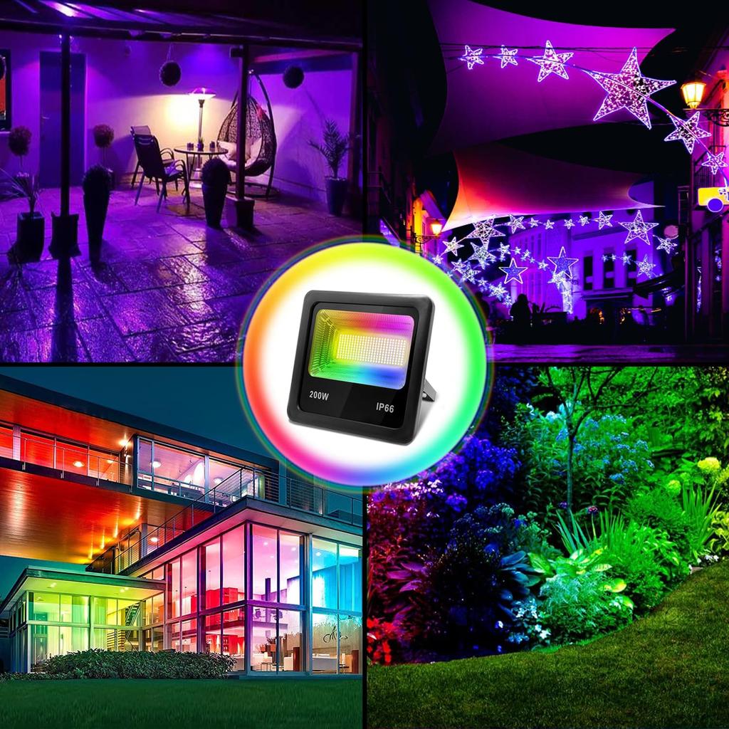 200W LED RGB Remote Control 20 Multiple Flashing Timing Perfect for Home and Indoor and Outdoor Lighting Floodlight, Color-Changing Strip, Colors,