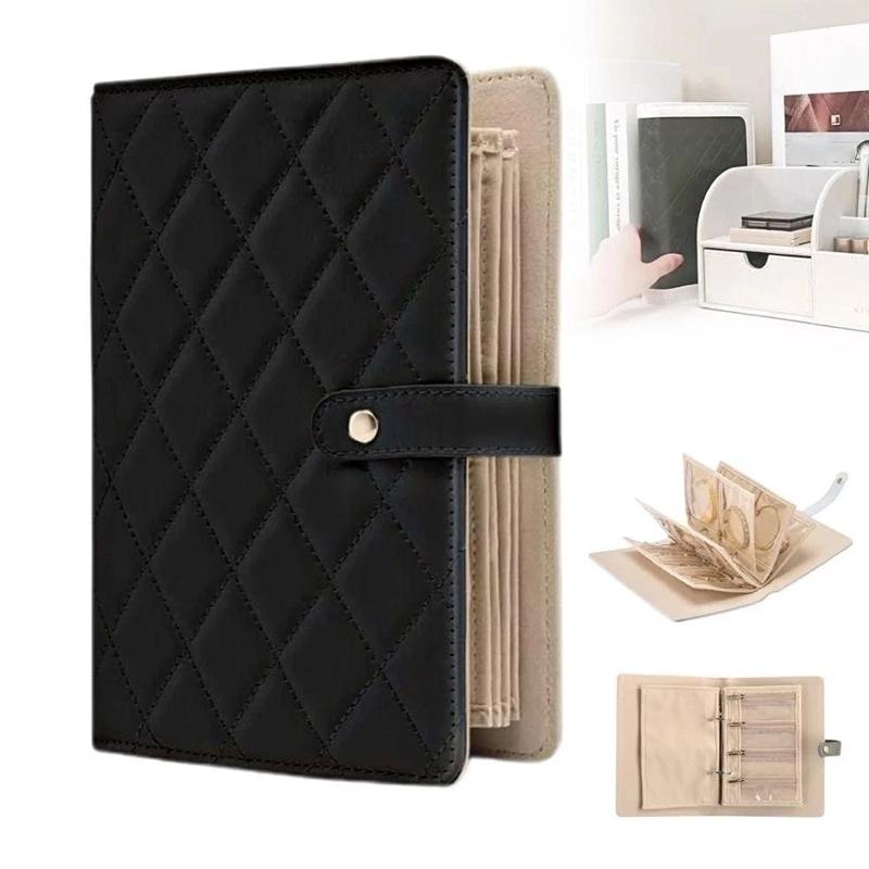 Hochwertiges Transparentes Schmuckaufbewahrungsbuch Samt mit Reißverschluss Halskette Ordner Aufbewahrungsbuch Luxus PU Leder Klarsichthüllen