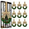 4PCS/6PCS Christmas Home Wreaths With Plaid Bow Ribbon Hanging Cabinet Doors Wreath Decorative For Kitchen Window Holiday Decor