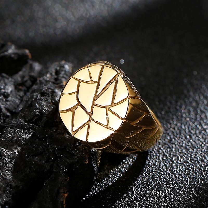 20mm Round Texture Trend Nordic Style Men's Stainless Steel Ring Stone Patterned Party Accessories Chunky Anillos Jewelry