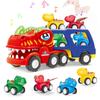 5 1 In Dinosaurs Car Toys Double Decker Transport Cart Lights Education Music
