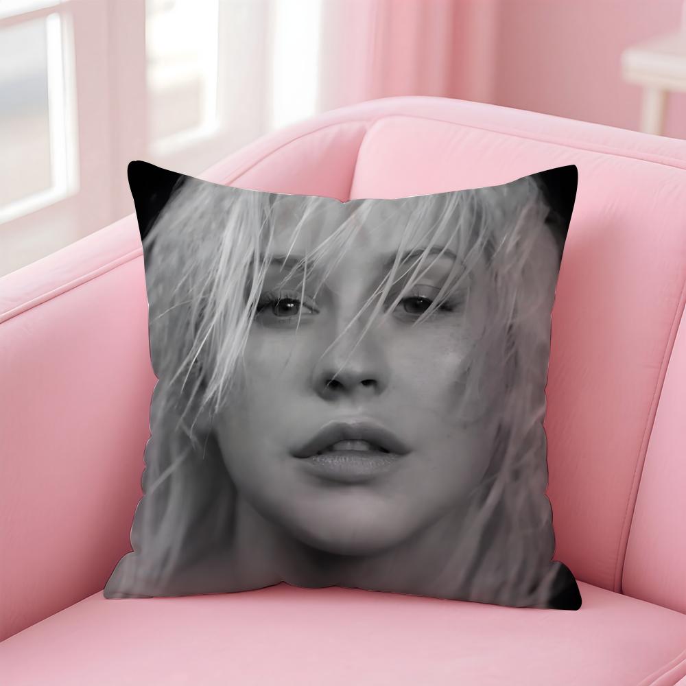 Pop American Singer CChristina Aguilera Cushion Cover Pillow Case Soft Skin Friendly Fabric Concealed Zipper